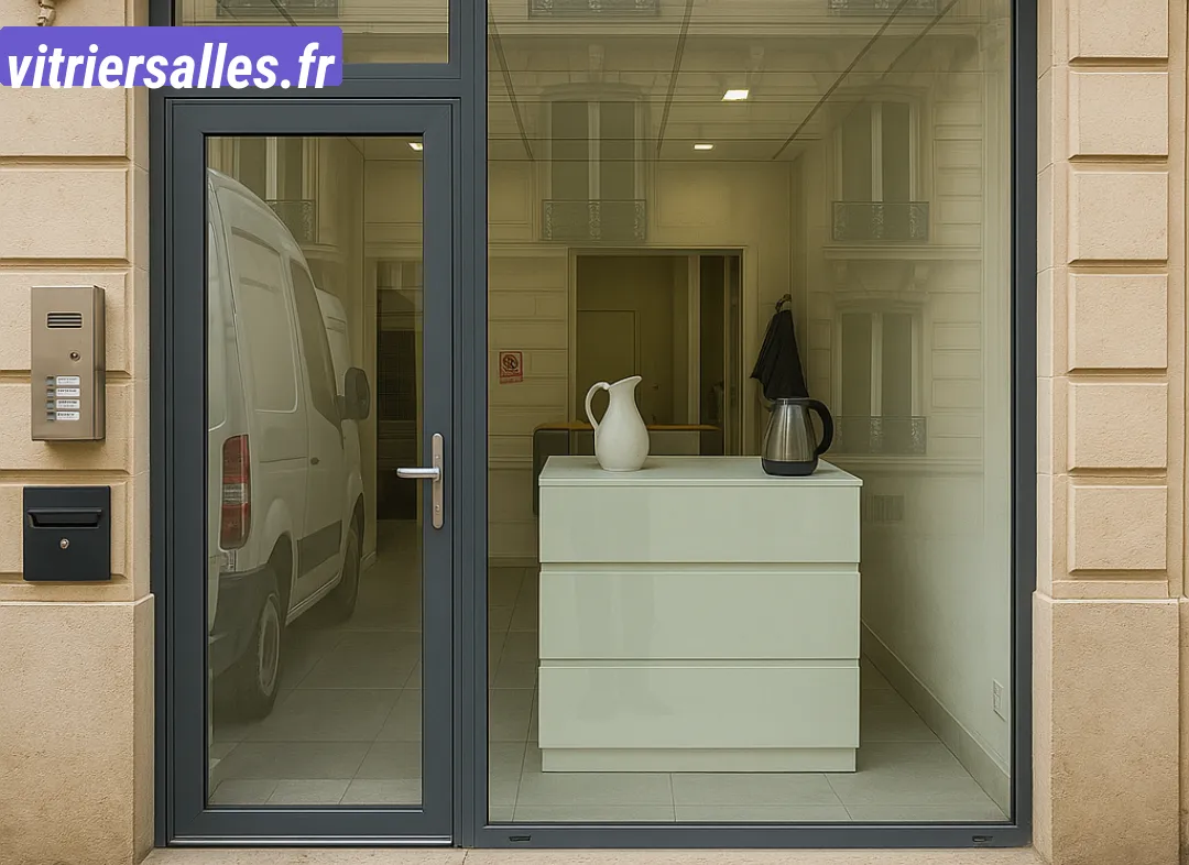 Façade vitrine de magasin en aluminium sur mesure à Salles